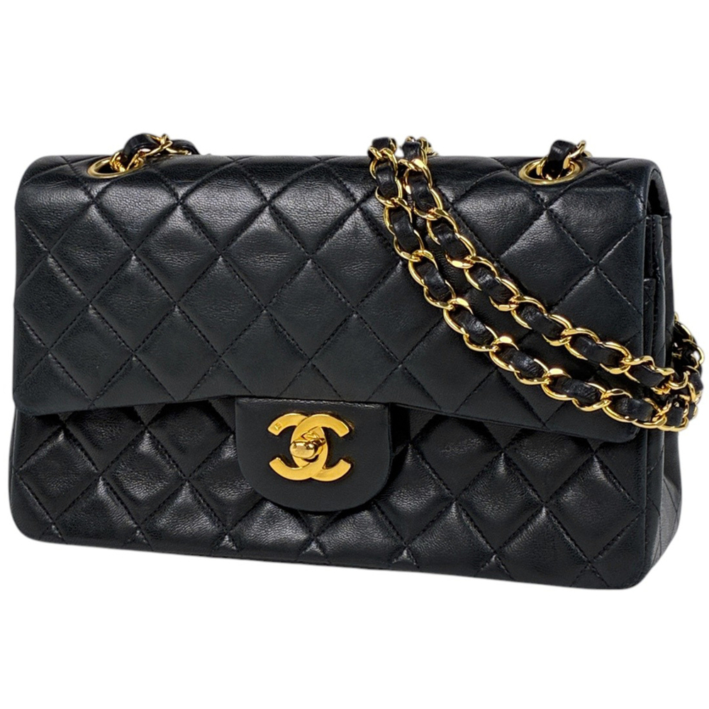 Chanel Matelassé Shoulder Bag, Coco Mark, Double Flap, Leather, Black, A01113...